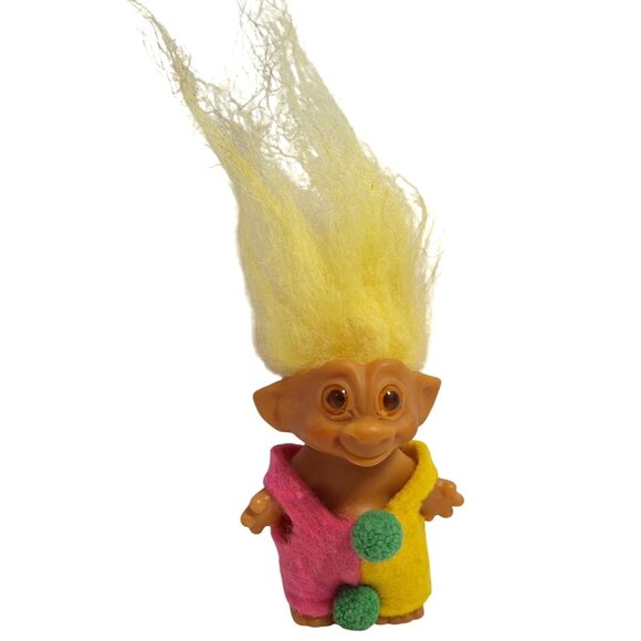 Wishnik Other - Wishnik Clown Troll Vintage 60s Long Yellow Hair Pink Green 3" Doll